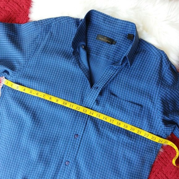 Bugatchi Blue Window Pane Long Sleeve Shirt L - Picture 4 of 8